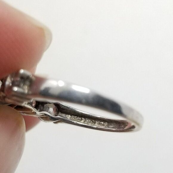 Vintage Sterling Silver Sparkly CZ Ring, Size 5 Band, Engagement Promise - Picture 5 of 10